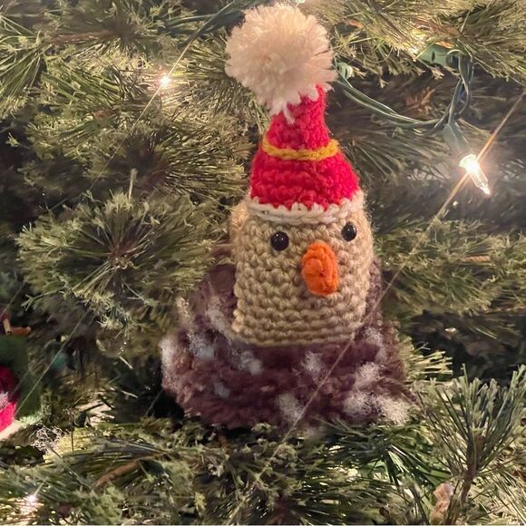 Handmade Crochet Nesting Bird Women Home Decor Christmas Tree Mantle Decoration - Picture 2 of 5